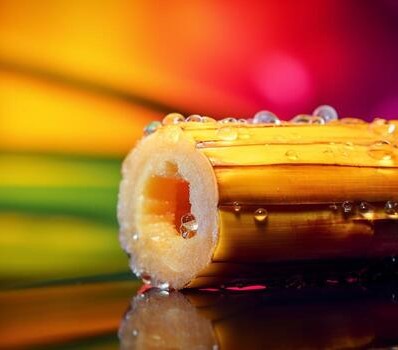 of-sugarcane-fruit-half-against-a-colorful-abstract-background-generative-ai-photo